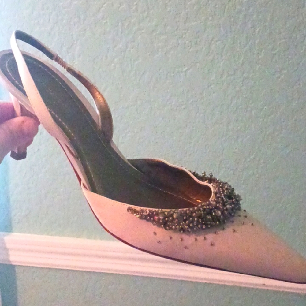 Heels sling back jeweled embellished
